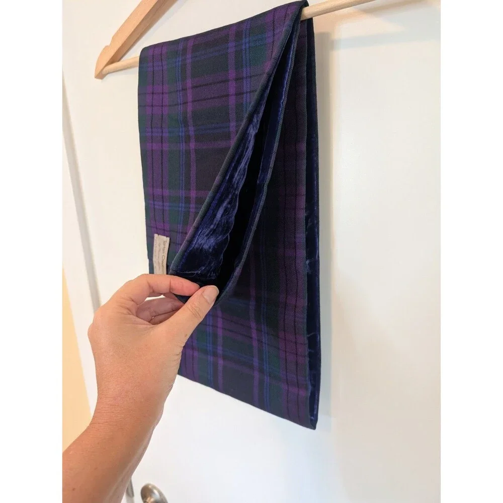 Tartan Creations Yvonne Macrae Handmade Wool Velvet Infinity Scarf Purple Plaid